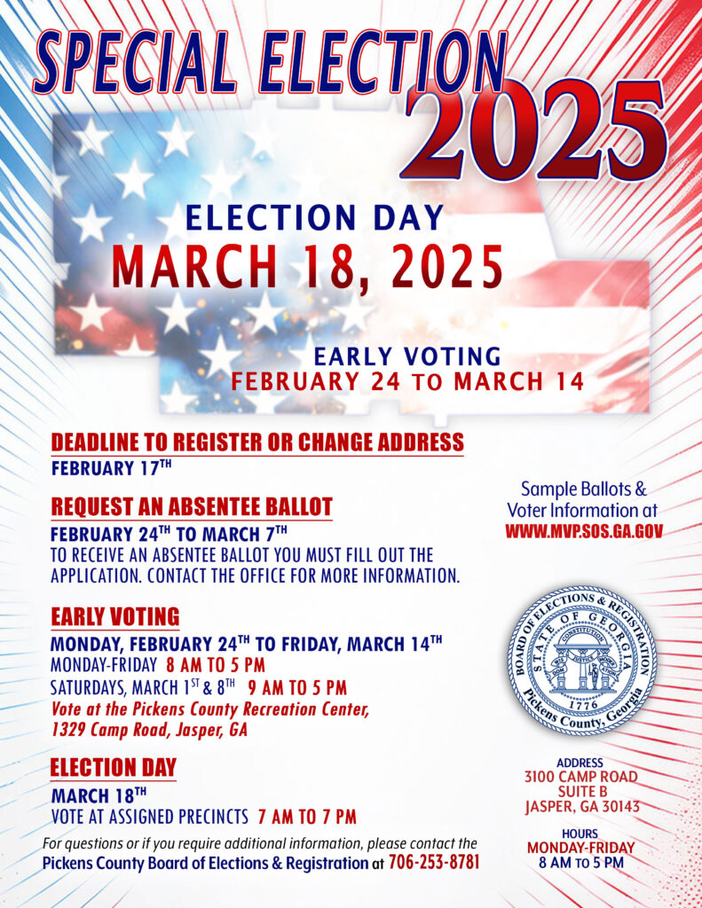 flyer for the Special Elections on March 5, 2025. Last day to register is February 17, 2025.