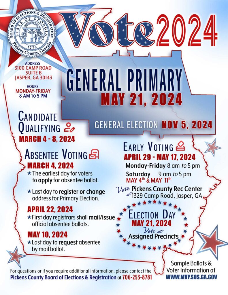 Poster of Georgia Primary Election Schedule 2024