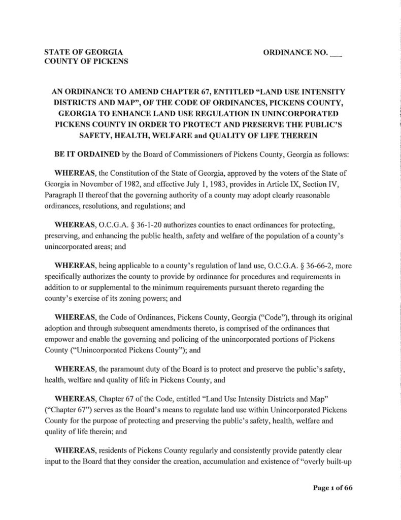 image of the front page of Ordinance Chapter 67